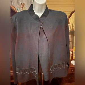 MHM Size 16 Women’s Pantsuit Beaded Faux Suede Midnight Blue